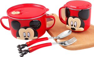 Disney 3D Stainless Mug bowl, Cup, Spoon & Fork Set by Dish Me PH
