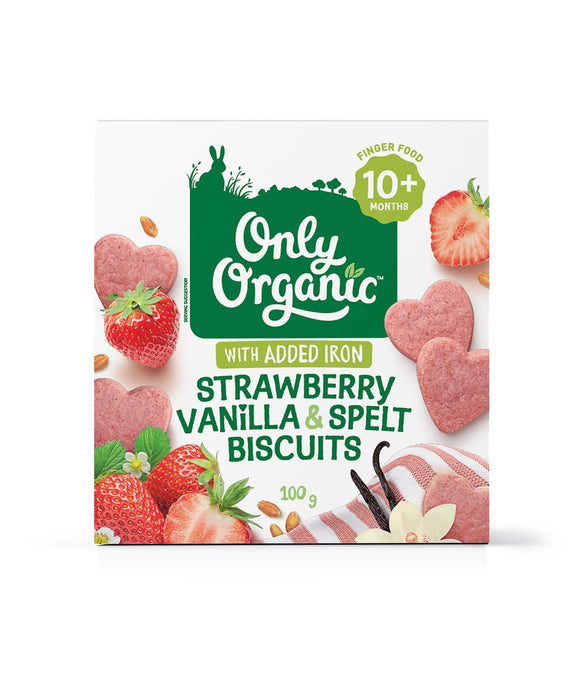Only Organic Strawberry Vanilla & Spelt Biscuits 10mos+
