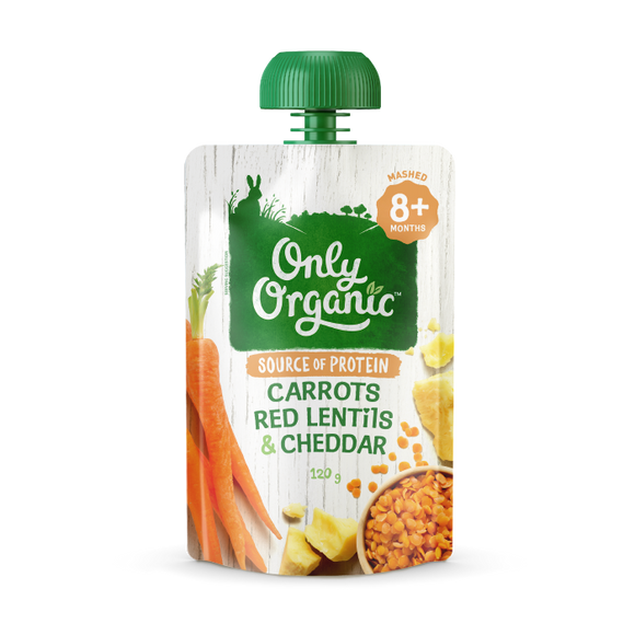 Only Organic Carrot Red Lentils Cheddar 8mos+