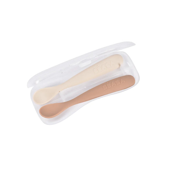 Beaba 1st-Age Silicone Spoon with Case (Set of 2)