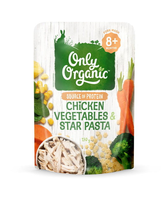 Only Organic Chicken, Vegetables & Star Pasta 8mos+