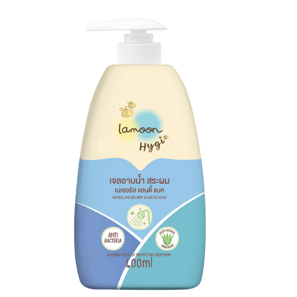 Lamoon Natural Antibac Body & Hair Gel Wash 400ml