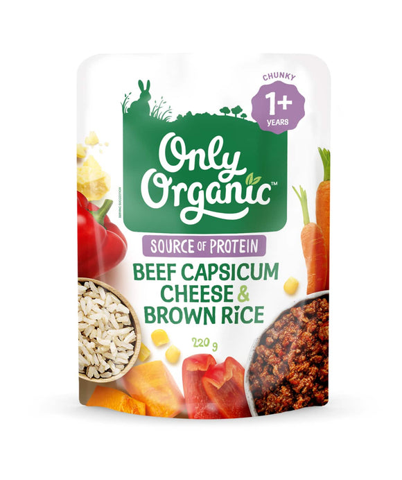 Only Organic Beef Capsicum Cheese & Brown Rice 12mos+