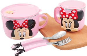 Disney 3D Stainless Mug bowl, Cup, Spoon & Fork Set by Dish Me PH