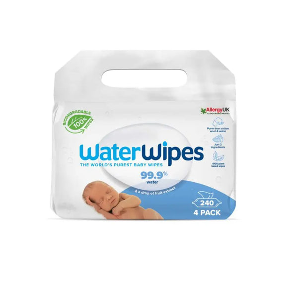 WaterWipes Biodegradable 4x60s (240 Wipes)