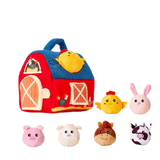 The Kiddie Concept Farm Animal Barn House Plush Toy Set