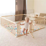 Olive and Cloud Wooden Playpen