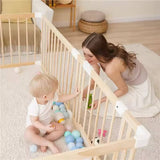 Olive and Cloud Wooden Playpen