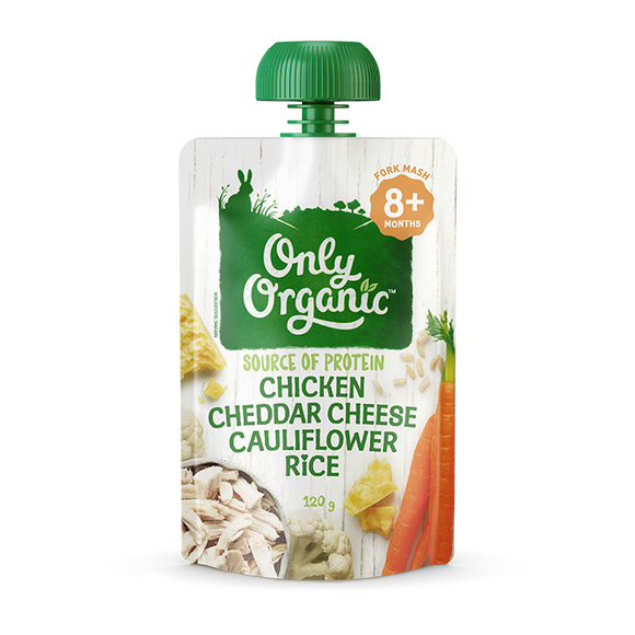 Cheddar Rice Packs Only Organic Chicken Cheddar Cheese Cauliflower Rice 8mos+ – Baby Hub ...