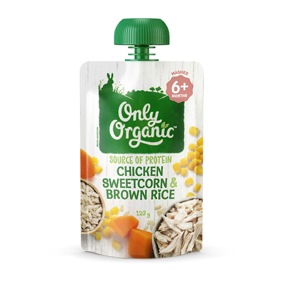 Only Organic Chicken Sweet Corn & Brown Rice 6mos+