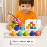 The Kiddie Concept Wooden Color Matching Balls and Stacking Cups