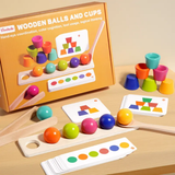 The Kiddie Concept Wooden Color Matching Balls and Stacking Cups