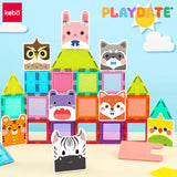 Playdate Kebo Wonderful Zoo Magnetic Tiles 62 Pieces