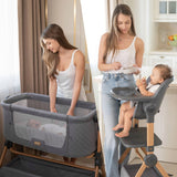 Kikkaboo Sleat Me 2-in-1 Bedside Crib & High Chair