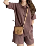 Artse MNL Knit Collar Shorts Set