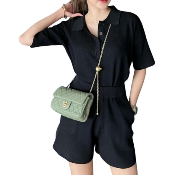 Artse MNL Knit Collar Shorts Set