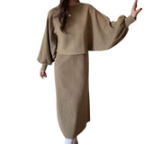 Artse MNL Knit Trumpet Long Sleeves Skirt Set