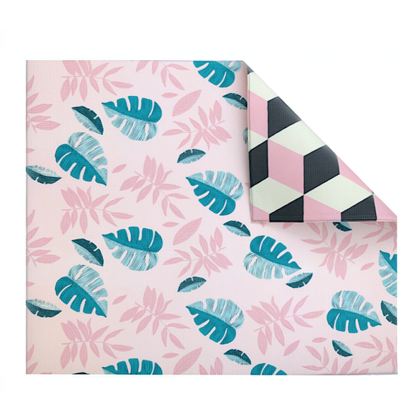 Play With Pieces - Pink Leaf/Geo Playmat