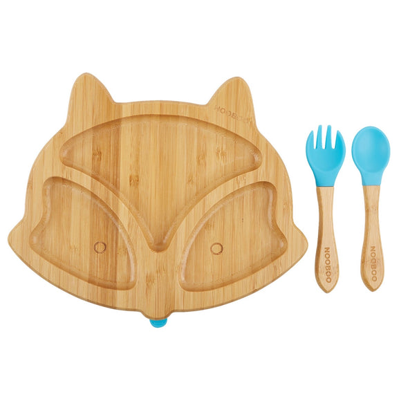 Nooboo Little Foodies Bamboo Suction Plate and Spoon & Fork Set
