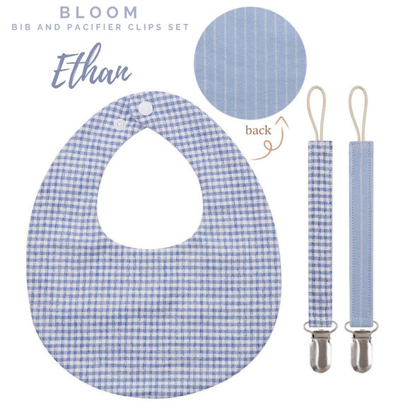 Blooming Wisdom Bib and Pacifier Clips Set
