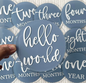 Blooming Wisdom Acrylic Hello World and Monthly Milestone Discs