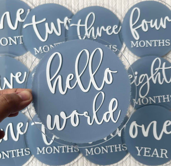 Helloworld Milestone Blooming Wisdom Acrylic Hello World and Monthly Milestone Discs – Baby ...